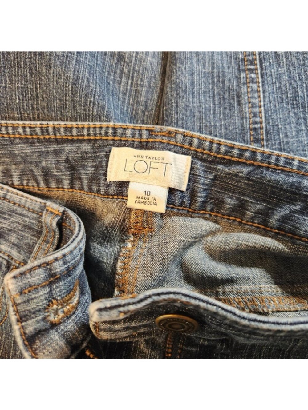 Ann Taylor LOFT Boot Cut Mid Rise Denim Dark Blue Jeans Size 10 LARGE 32 W x 30I - Picture 8 of 8